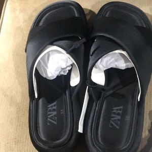 Zara Criss Cross Flats Slides Sandals
